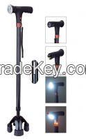 Electronic Telescpic LED Four Legs Quad Walking Cane For Old People