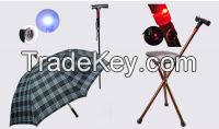 Removable radio cane umbrella/crutch/walking stick umbrella