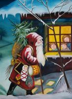 Sell Christmas oil art, festival oil painting, holiday oil on canvas