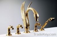 Sell 5pc golden pvd swan tub faucet with showerhead