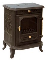 cast iron stove and fireplace