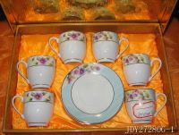 Sell 12pcs porcelain ceramic coffee tea set cup and saucer JDY27280G-1