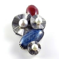 [SELENE] Bold and colorful silver brooch
