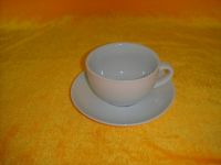 Sell porcelain white cup and saucer stock