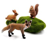 OEM professional resin figurines decorative animals mini cute rabbit hare squirrel fox figures animals set model toys for miniature fairy garden decoration ornament