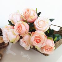 wholesale Artificial silk roses 50cm long 9heads flowers for bouquets , mother's day wedding or gift