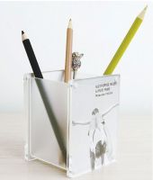 acrylic pencil box with photo frame