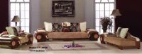 oak wooden frame and fabric sofa