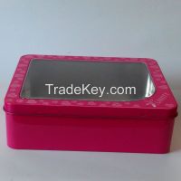 Rectangle tin box with clear window candy box