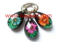 Wholesale Natural flower inside keychains, key ring