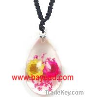 real Flower in resin Amber necklace jewelry