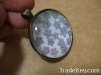 Sell Real Forgot Me Not Flower in Clear Resin Metal Pendant Jewelry