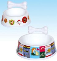 pet color bowl with a bone