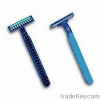 Sell Disposable Shaving Razor with Rubber Handle, Lubricant Strip and Twin