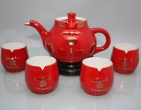 Sell Chinese Red Ceramic, Tang costume style of Tea Tools, Five Pieces