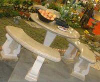 sell garden  table & curved bench