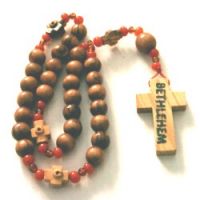 Sell Amber, Coral and olive wood Threaded Anglican Rosary 9"
