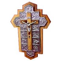 Sell 14 Stations Olive wood Crucifix (14x9x1 cm or 5.5x3.5x.4")
