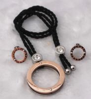 fashion rose gold plated stainless steel jewelry sets with pendants&earrings