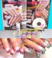 Sell 10 Colors Glitter Acrylic Powder+VCD training