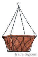 Square hanging basket with Coco liner