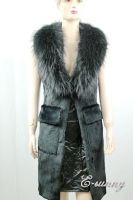 long rabbit fur vest with fox fur