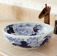 Chinese hand painted bathroom sink