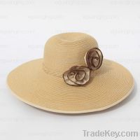 Sell Ladies Hand-made Wide Large Brim Straw Hat (BX847)