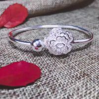 Wholesale Sterling Pure Silver Jewelry, 990 Silver Bracelets with Bead and Flower