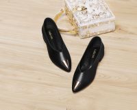 8877 Women black pointed toe fashion ladies chunky shoes