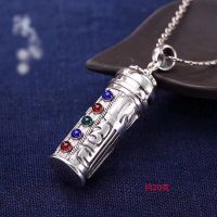 Wholesale S 990 Silver Pendants Ten-phase Free Garu Box Retro Cloisonne Shurangama Mantra pendant 20g