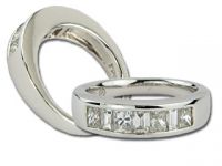 Princess and Baguette Cut Invisible Set Diamond Anniversary Band  in s