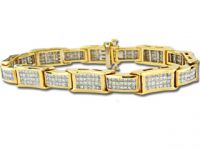 Invisible Set Princess Diamond Tennis Bracelet in Yellow Gold  in stoc