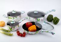 non-stick aluminum cookware set with decal body