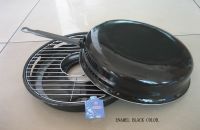 grill frying pan with enamel cover and chrome plated wire