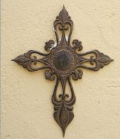 Sell wrought iron-metal cross qy7013