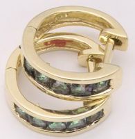 Sell 18k yellow gold plated 0.6CT MYSTIC TOPAZ HOOP EARRINGS, 1.8g