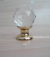 25MM CLEAR CUT CRYSTAL KNOBS WITH GOLD FINISH BRASS BASE