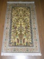 hand knotted pure silk carpets 260 line 3x5 with gold wire