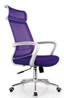 white frame purple high back office mesh swivel chair furniture, #762A