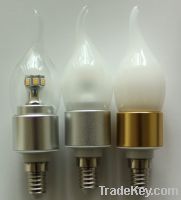 Silver /Gold E14 6W High Power Led Candle Lamp pointed flame
