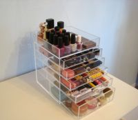 6 drawer acrylic makeup cosmetic organizer with dividers