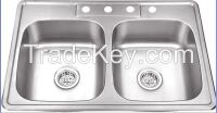 Stainless steel  topmount double bowls sink 922