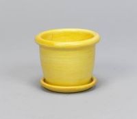 #3177-25PS(14) : Pot w/saucer, "Glazed Mustard Yellow" color