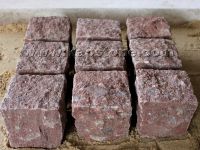 chinese red granite cobbles / cube stone