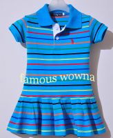 Polo Stripe Kids Dress Girls Summer Clothes Children Garment