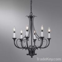 CH2533-6B-6-Black Iron Chandelier with Bulb