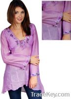 Sell Faux silk Jasmine Beaded Jewel Lilac Purple Tunic Top