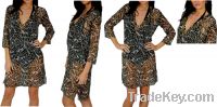 Sell Ladies Long Sleeve Sequined Brown and Beige Leaf Pattern Swim Cov