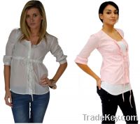 Sell Empire Waist Button Down Blouse with Ruffled Lace Detail